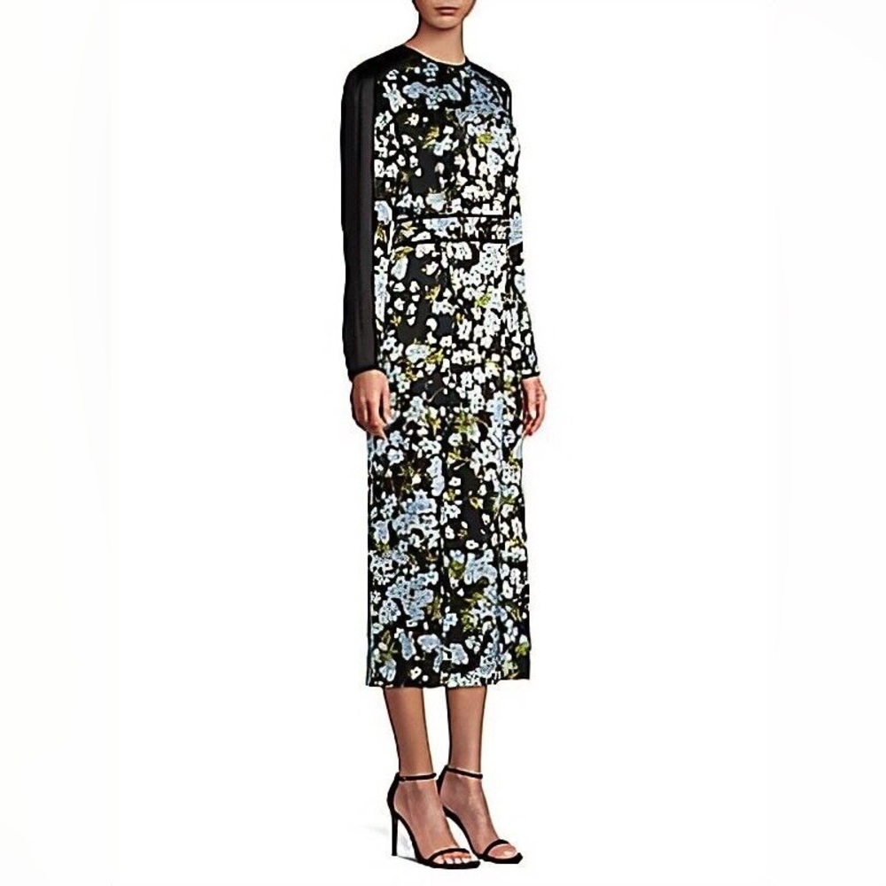 Escada Floral Black and Blue Women's Silk Dress